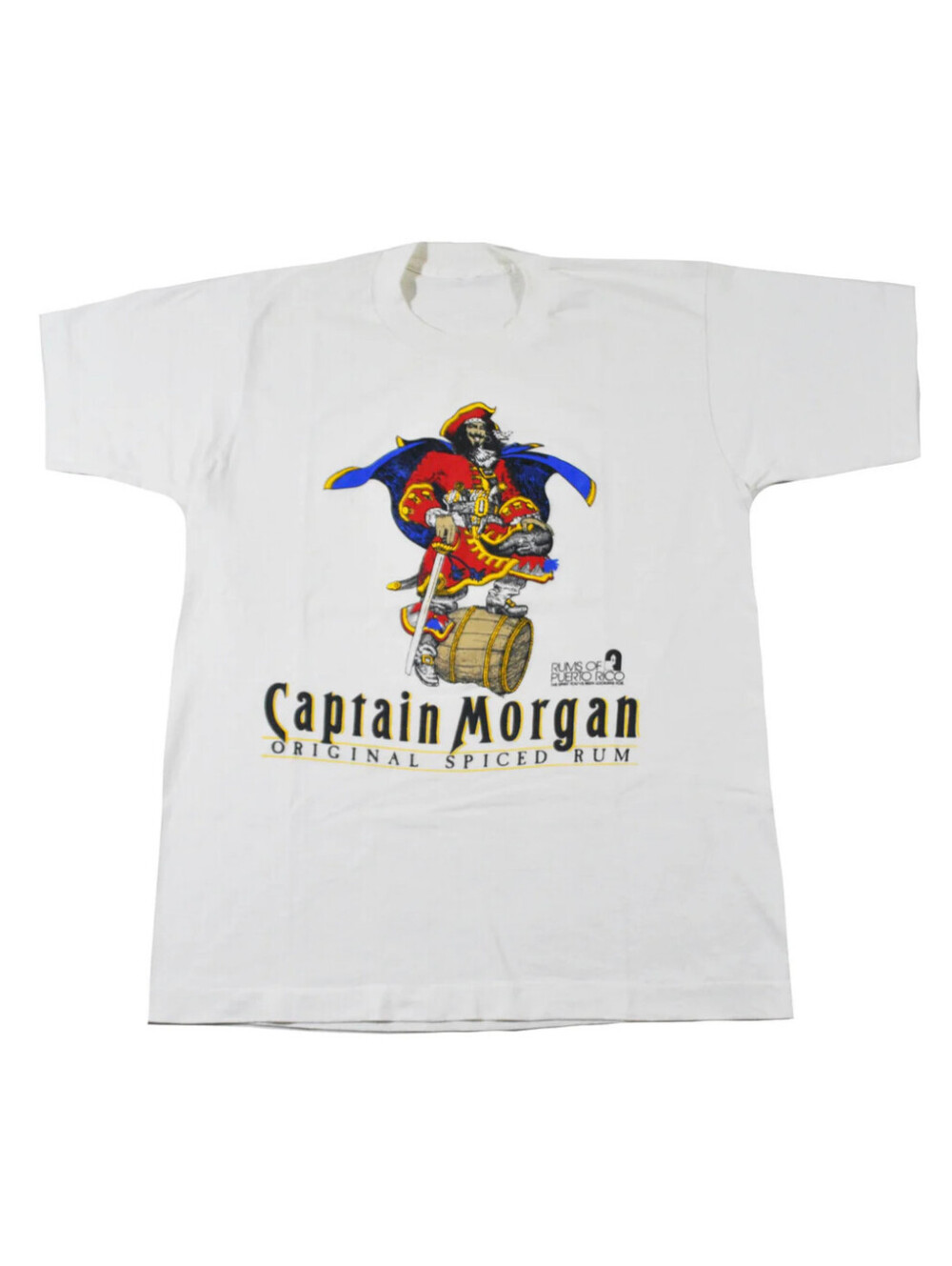 Vintage Captain Morgan Spiced Rum 90s White Pirate Shirt Size Large